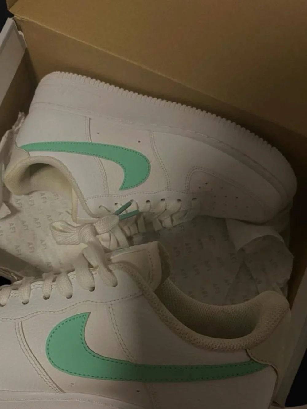 Nike Air Force 1 Low in Off-White with Green Swoosh